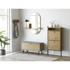 House Nordic Barco Spejl med hylde 92x15x94,5 cm, Trælook (2)