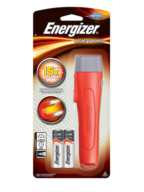 Billede af Energizer LED Magnet Handheld Lommelygte, inkl. 2 X AA Alkaline Batterier