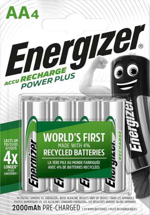 Energizer Recharge Power Plus AA / NH15 2000mAh Batterier (4 Stk. Pakning)